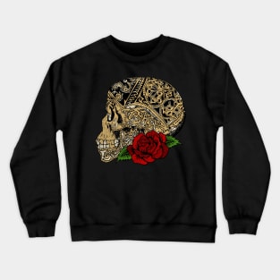 Vintage Skull Ornaments Rose Crewneck Sweatshirt